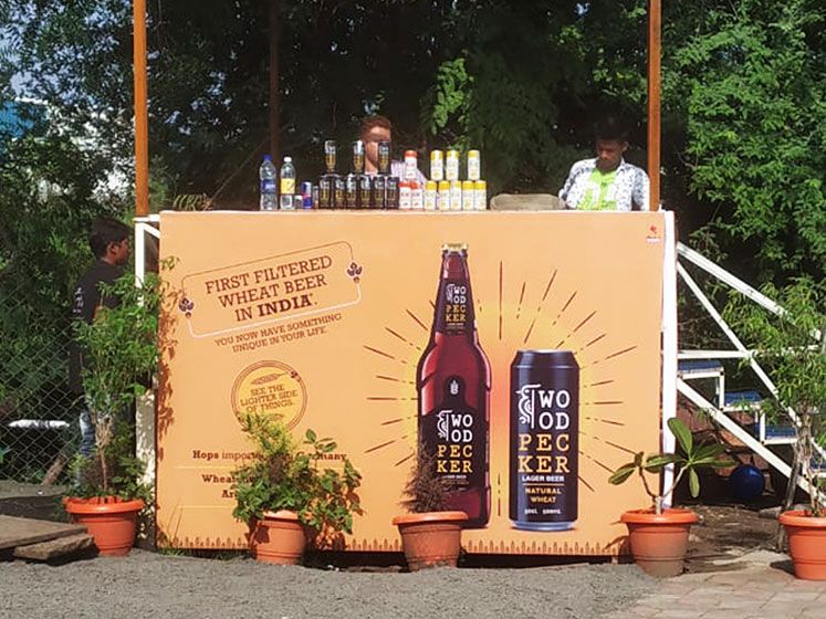 A stall of liquor brand by the company. 